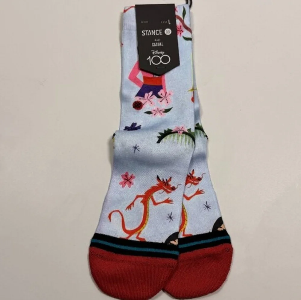 NWT Kids Mulan Estee Srance Crew Socks - Red, Black, White